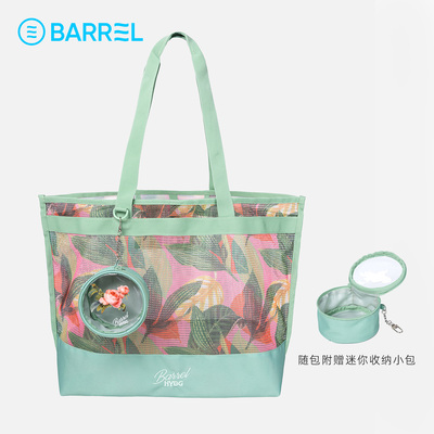 韩国BARREL网眼印花沙滩包加州风情耐脏抗皱空间大携带方便21L