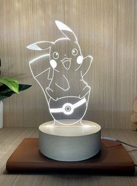新款变色宝可梦动漫周边皮卡丘小夜灯充电床头灯卧室灯送男女生日
