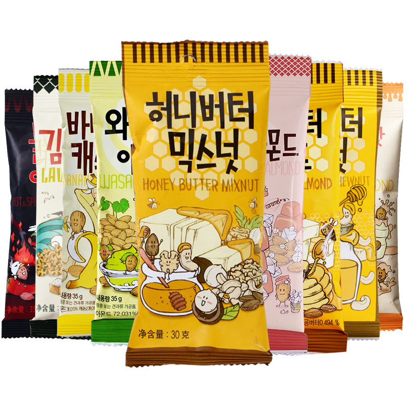 韩国进口 坚果零食品汤姆农场蜂蜜黄油芥末焦糖扁桃仁腰果35g