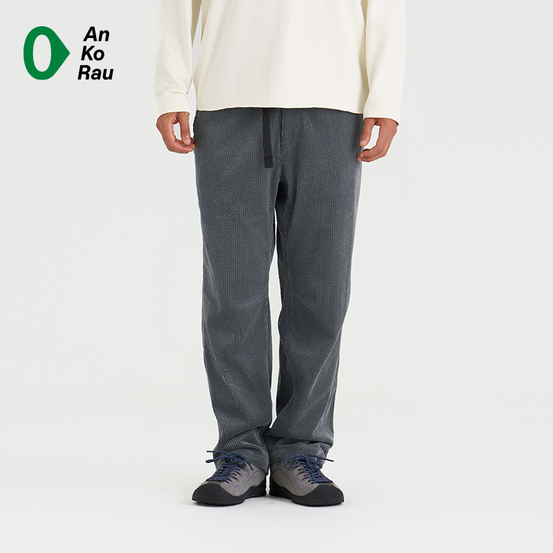 安高若户外旅行粗条灯芯绒直筒裤