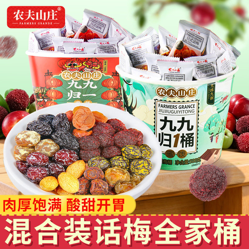 农夫山庄混合梅桶装500g杨梅果干果脯口味蜜饯果干组合零食大礼包