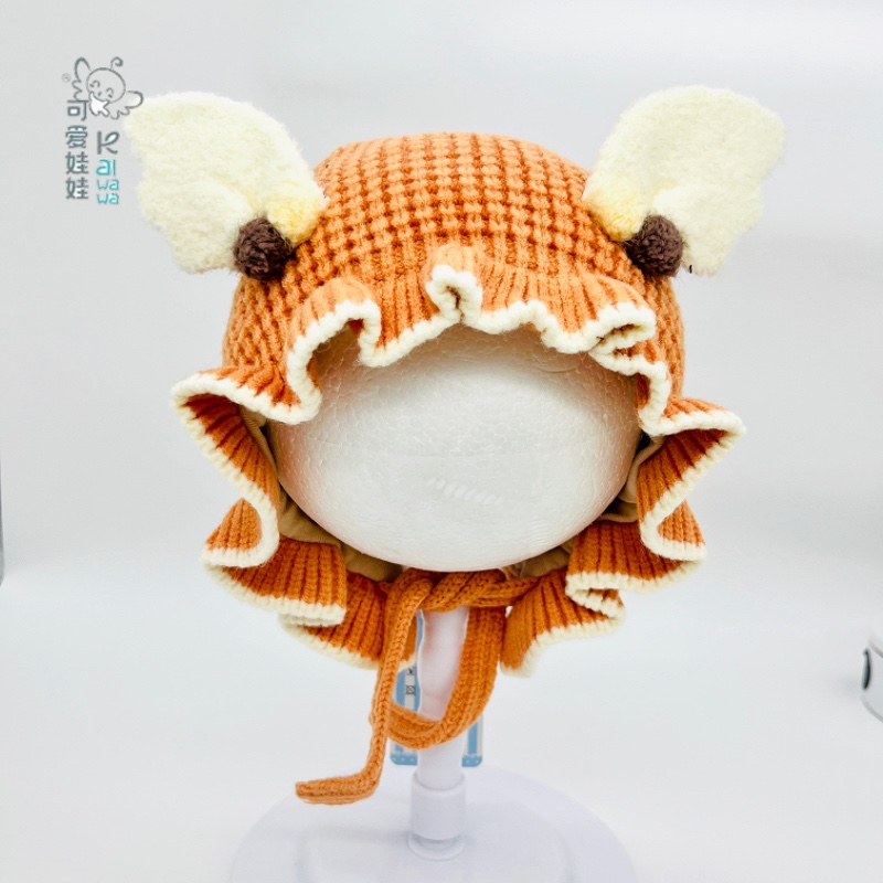 3月-1岁可爱娃娃冬季保暖帽子可爱超萌婴儿毛线帽护耳帽嘟啦
