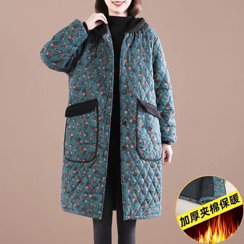 特厚四川省服新款冬季加绒加棉女士可外穿夹棉罩衣妈妈装耐脏保暖