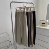 深圳南油 弯刀阔腿裤 拼色高腰直筒香蕉裤 女秋宽松休闲垂感拖地裤