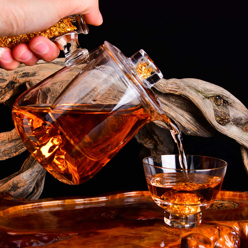水晶玻璃灌金箔后手杯鹰嘴公道杯金山顶重工带茶漏侧把透明分茶器