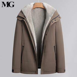 进口蓝宝石水貂内胆外套男士整貂皮大衣连帽派克服冬海宁皮草
