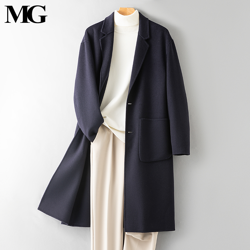 2025高档100%纯山羊绒大衣男长款手缝双面呢外套呢子西装毛呢风衣