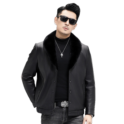 羽绒内胆纯山羊皮休闲宽松版型