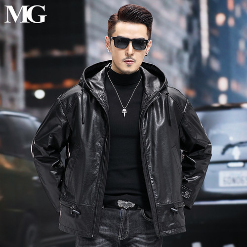 头层牛皮可拆卸羽绒内胆皮衣夹克