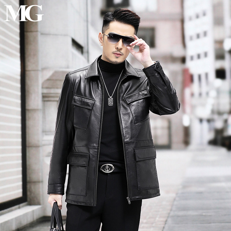 优质头层山羊皮美式猎装皮衣