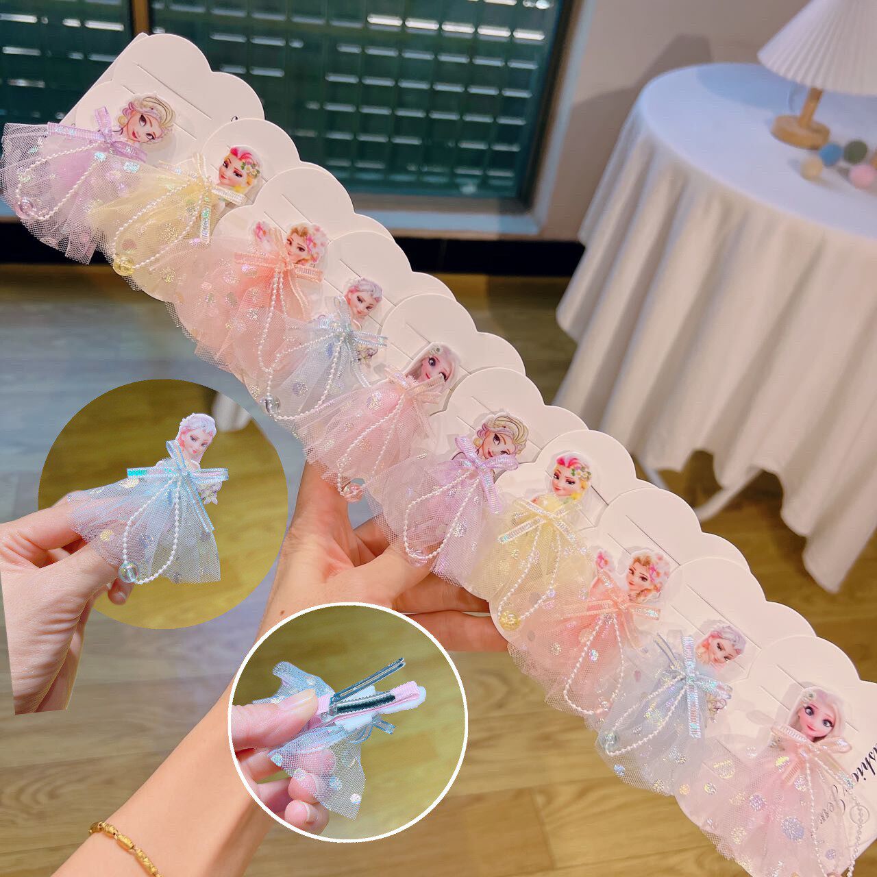 冰雪奇缘儿童发饰挂珠网纱