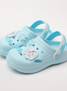 爱莎公主儿童洞洞鞋女童包头鞋子冰雪奇缘沙滩鞋外穿防滑Elsa凉鞋