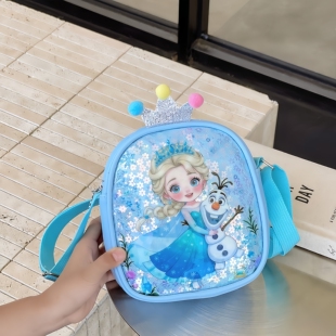 爱莎公主儿童零钱包女孩幼儿园单肩包卡通PU亮片包elsa斜挎包背包