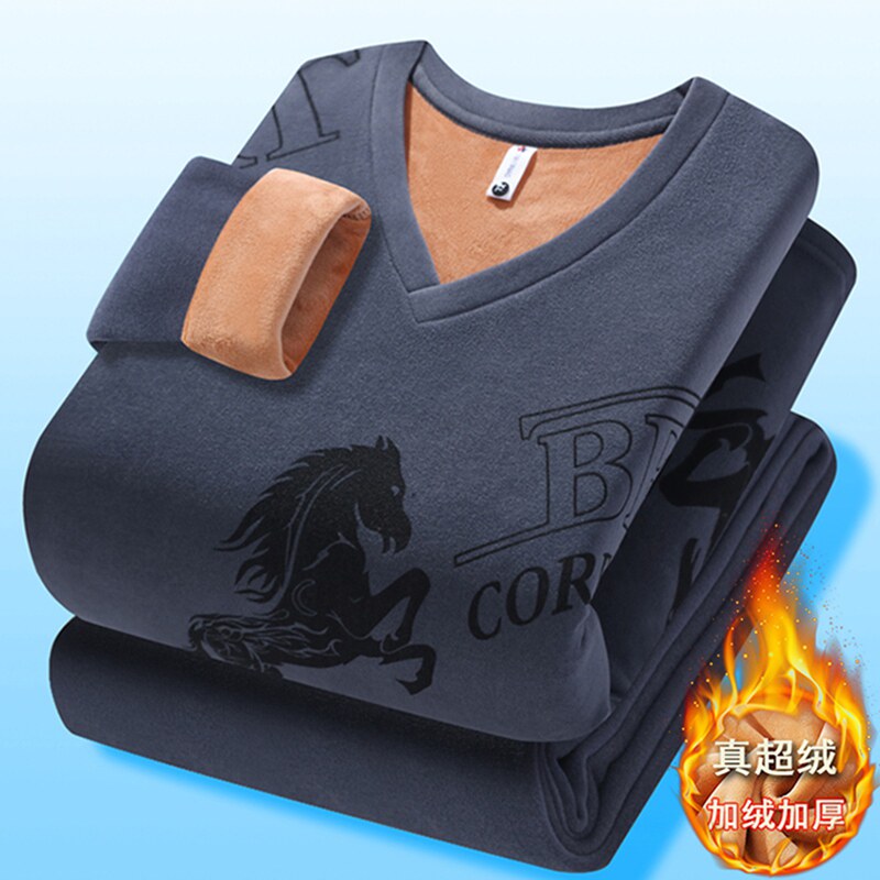 冬季男孩保暖内衣套装12-15岁青少年中学生14加绒加厚V领秋衣秋裤