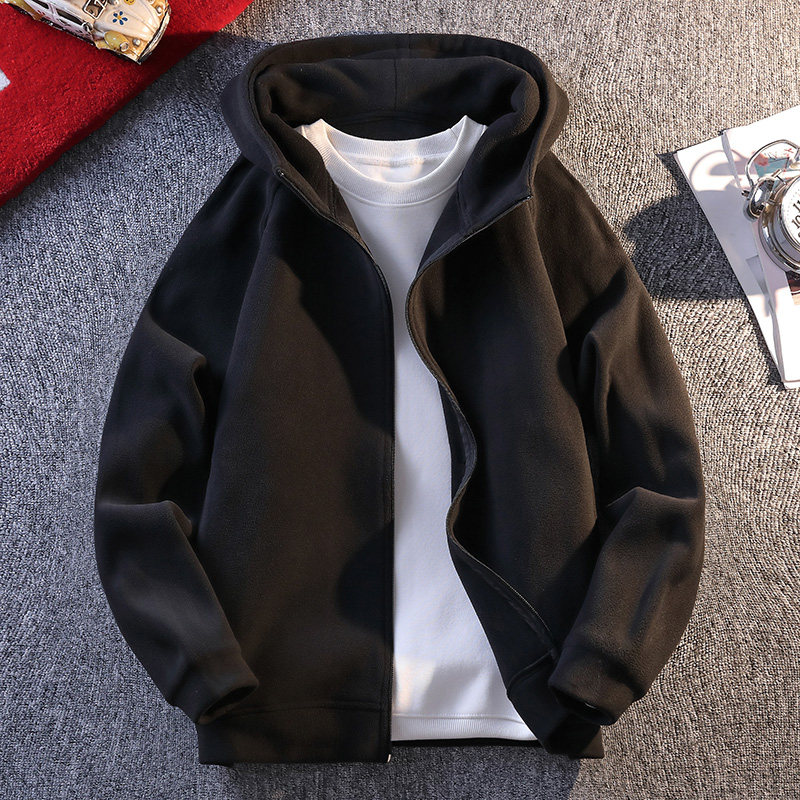 冬季潮流加绒加厚卫衣外套13岁胖男孩初中学生15大童16奥粒绒开衫