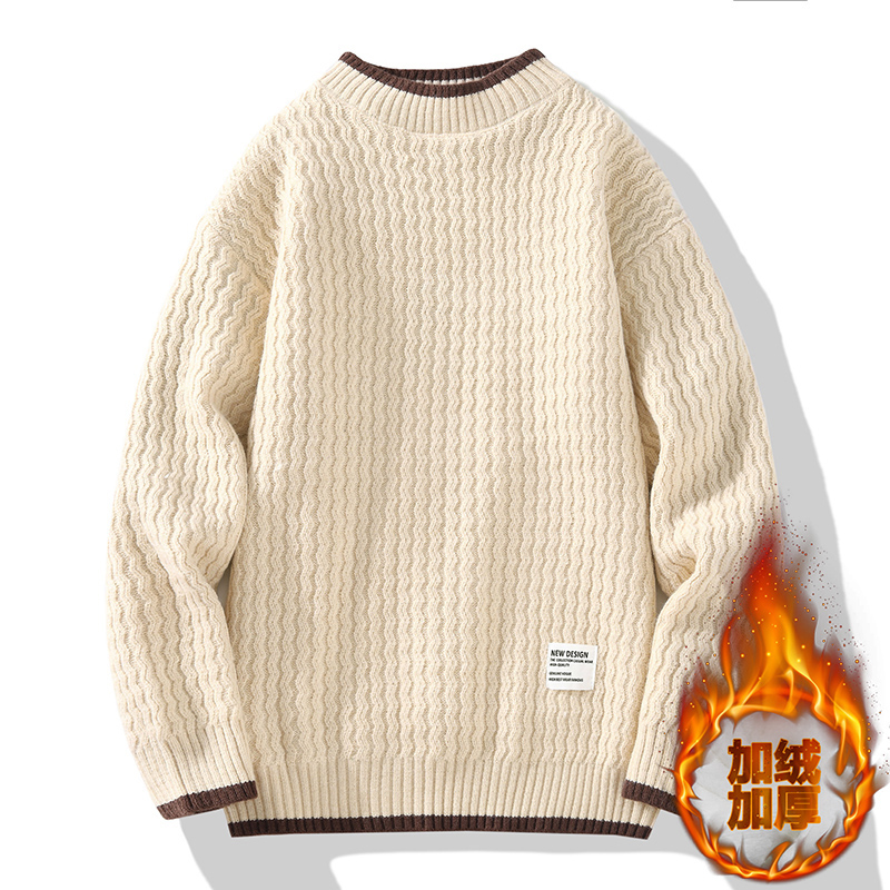 冬季潮流宽松毛衣加绒加厚线衣14