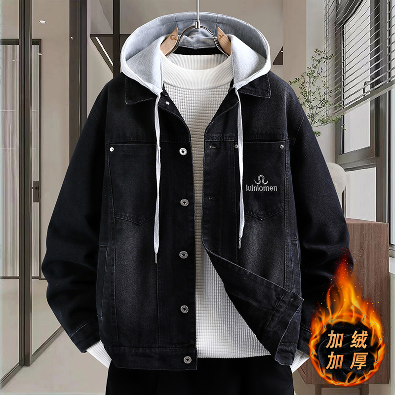 男孩加绒加厚牛仔外套青少年夹克