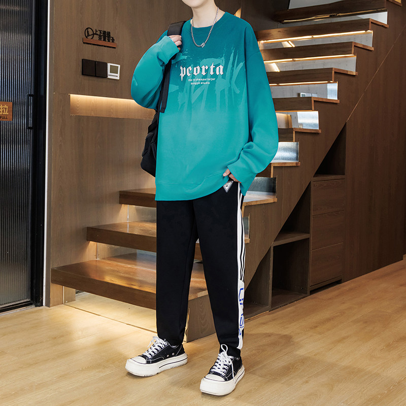 13岁男孩春秋季长袖T恤12青少年14初中学生15大童帅气卫衣套装16