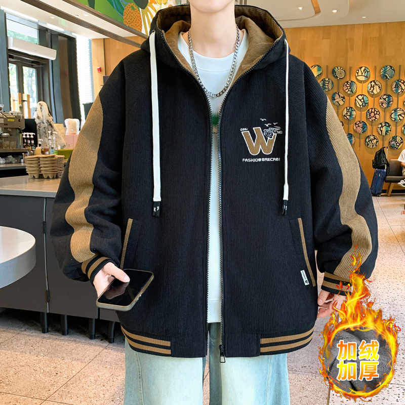 青少年男孩冬季加绒加厚夹克棉衣