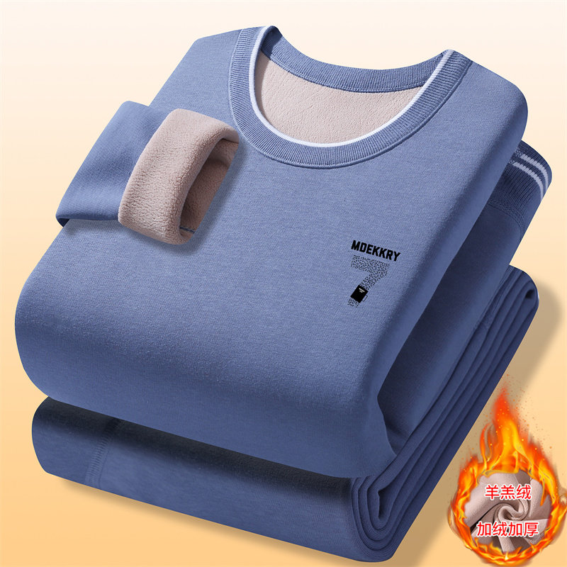 冬季13青少年加绒加厚保暖内衣套装男孩15岁中学生14纯棉秋衣秋裤