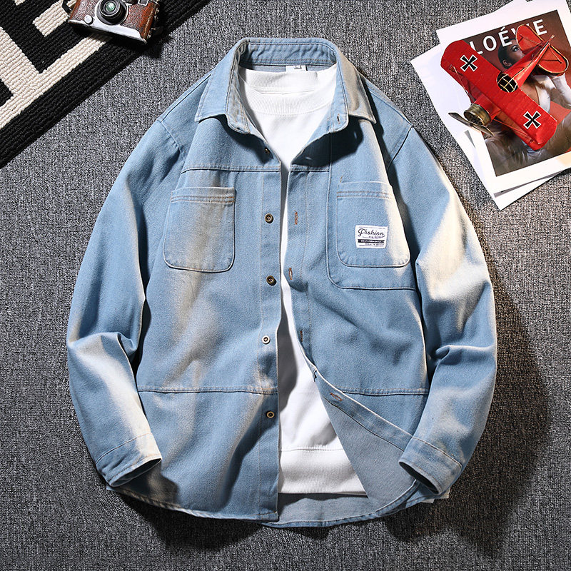 春秋季13青少年潮流宽松牛仔衬衫15岁初高中学生14大童16衬衣外套,男装,牛仔衬衫,淘宝优惠券,粉丝福利购,淘宝优惠卷