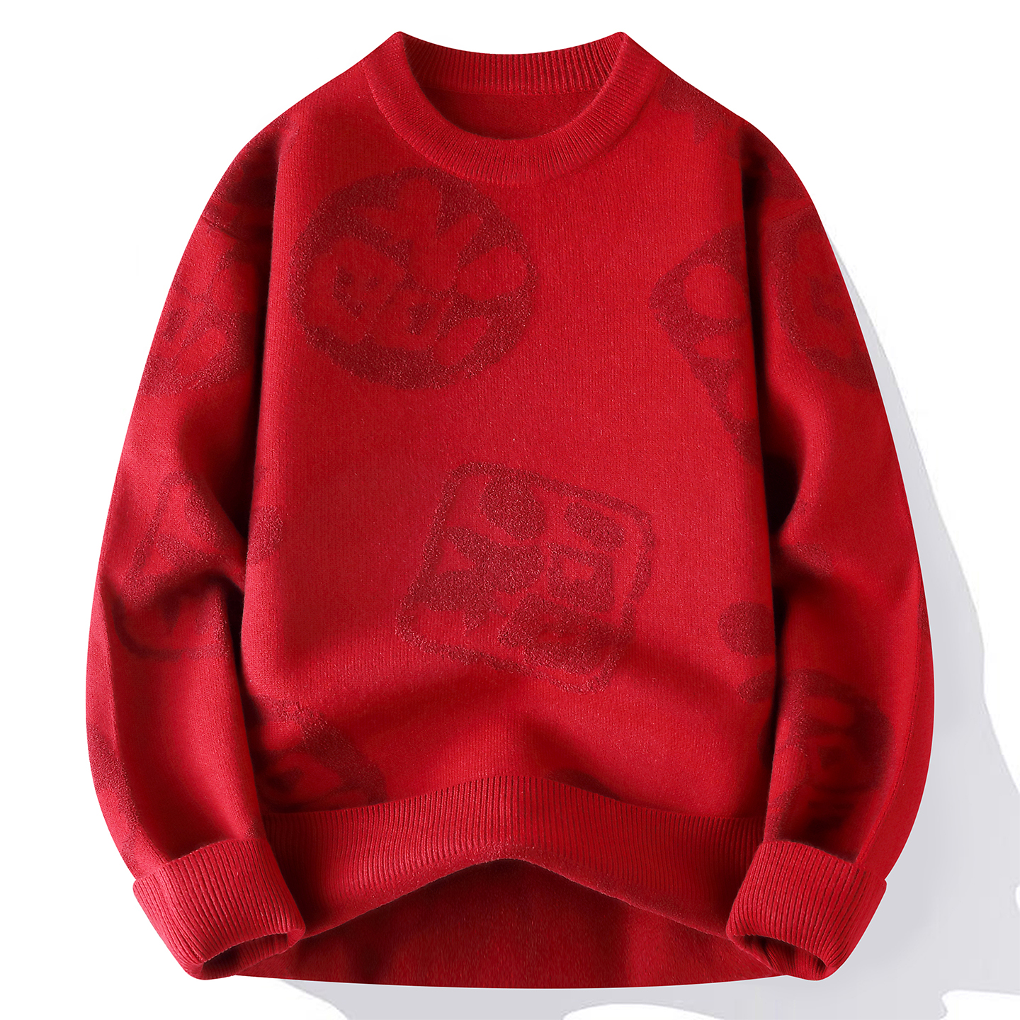 冬季男孩过年红色毛衣针织打底衫