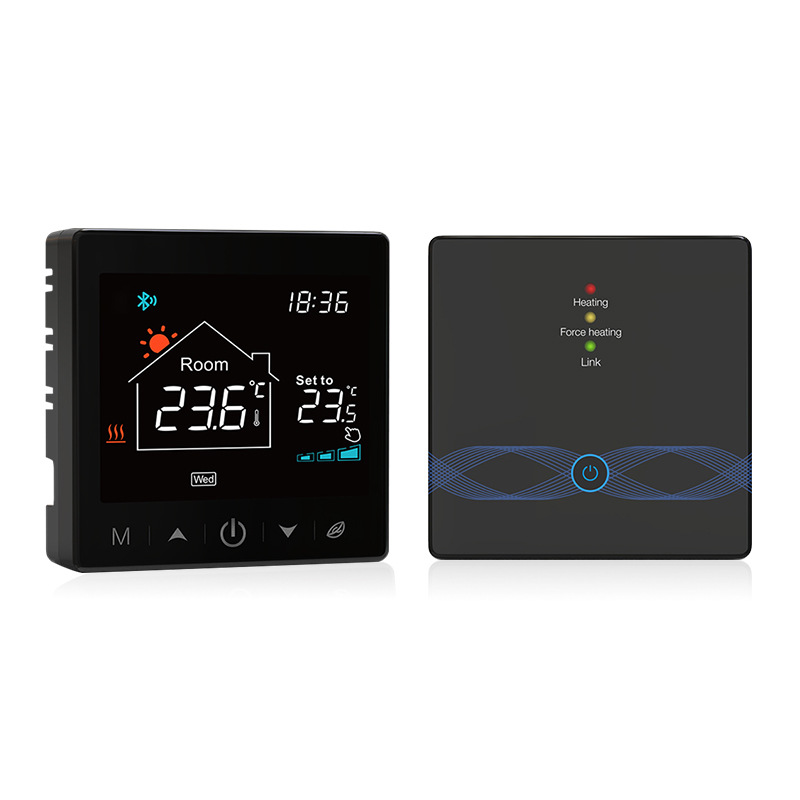 WIFI涂鸦黑色无线温控器RF433