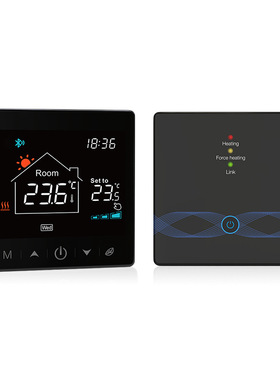 WIFI涂鸦黑色无线温控器RF433燃气壁挂炉桌面式智能温控器APP控制