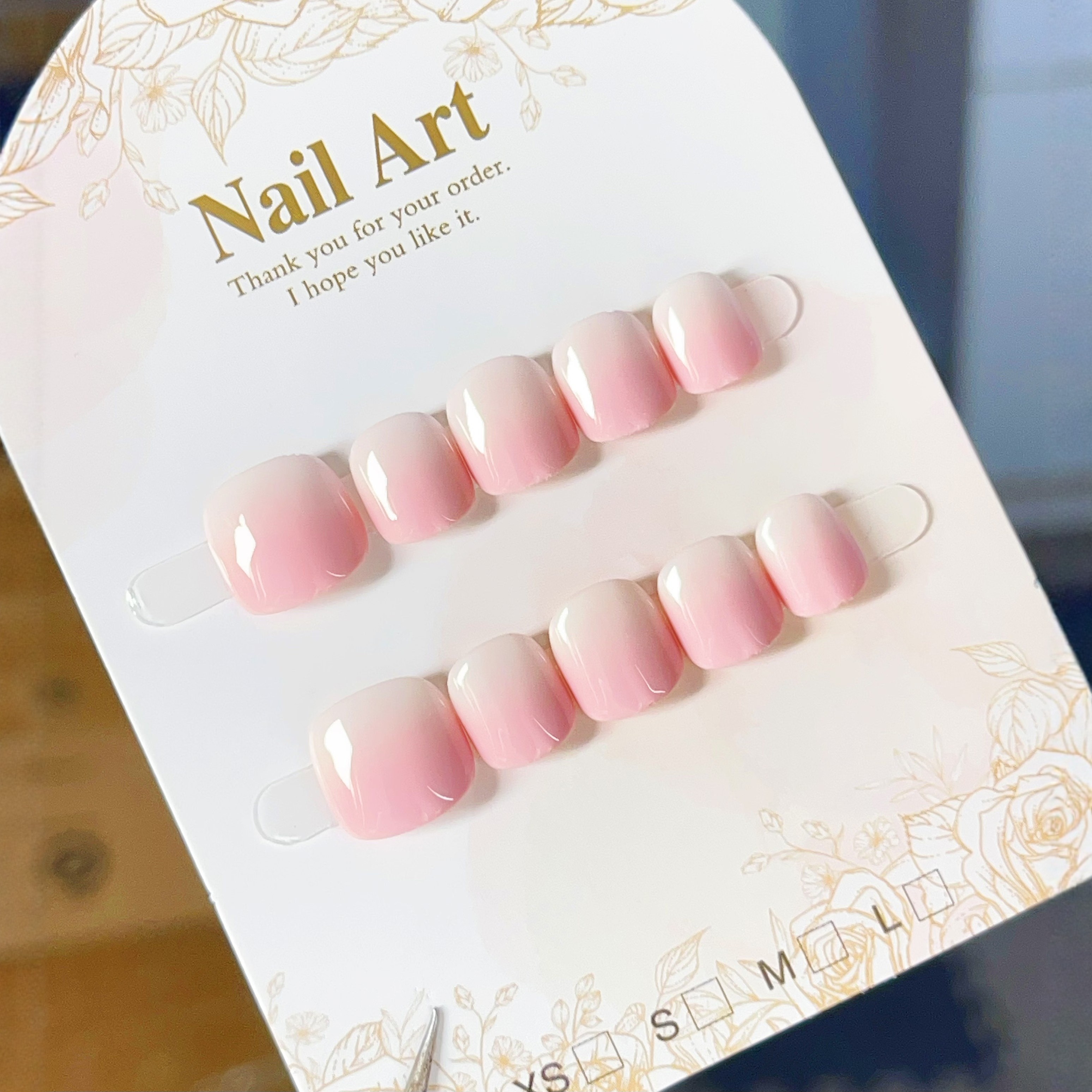【蜜桃粉】儿童纯手工穿戴甲3-10岁小孩姐渐变粉色百搭可拆卸美甲