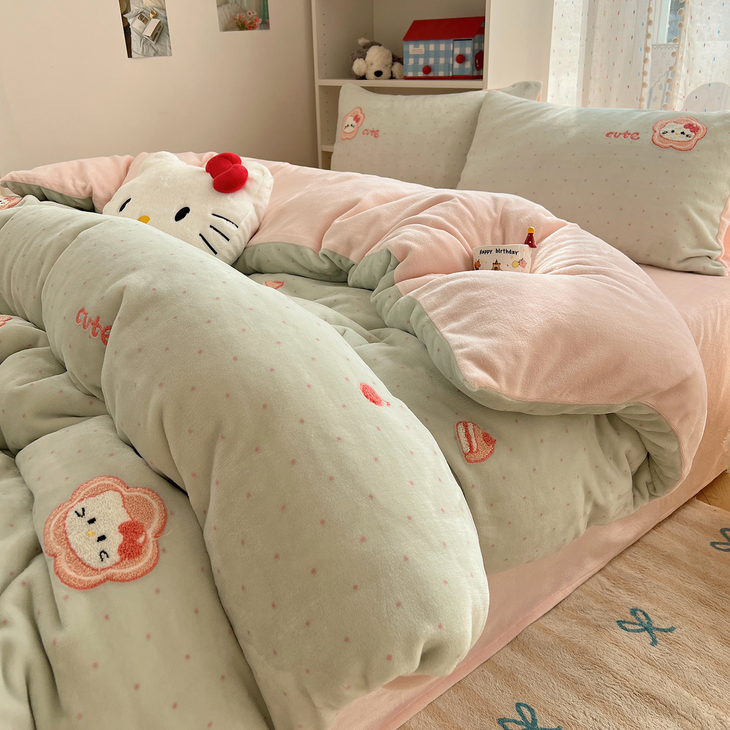 奴可思冬天双面加厚牛奶绒四件套儿童珊瑚绒被套保暖绒床单笠三件,床上用品,床品套件/四件套/多件套,淘宝优惠券,粉丝福利购,淘宝优惠卷