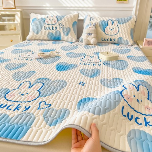 简约卡通夏季乳胶凉席冰丝席三件套单双人家用可水洗机洗空调凉席