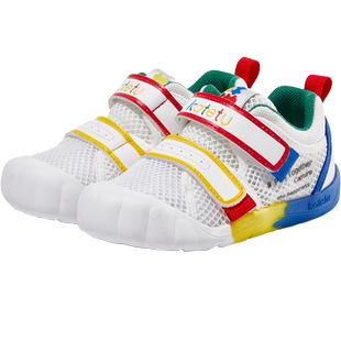 卡特兔喵喵鞋宝宝学步鞋2023春季新品小白鞋网眼透气幼儿园室内鞋