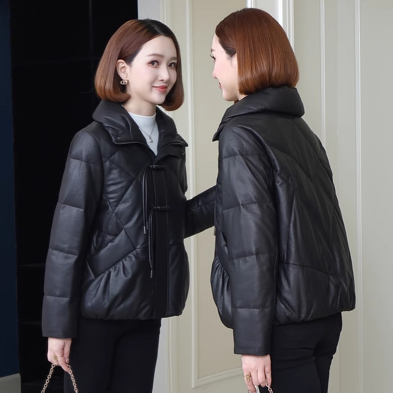 2024冬季新款海宁皮草真皮羽绒服女绵羊皮短款女士皮衣外套