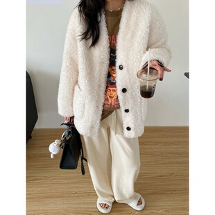 北海道生巧羊羔毛皮毛一体外套女中长款2023冬新款羊剪绒大衣