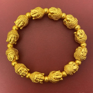 时尚百搭久不掉色男女款实心佛头手链正品转运珠甜美手镯子首饰