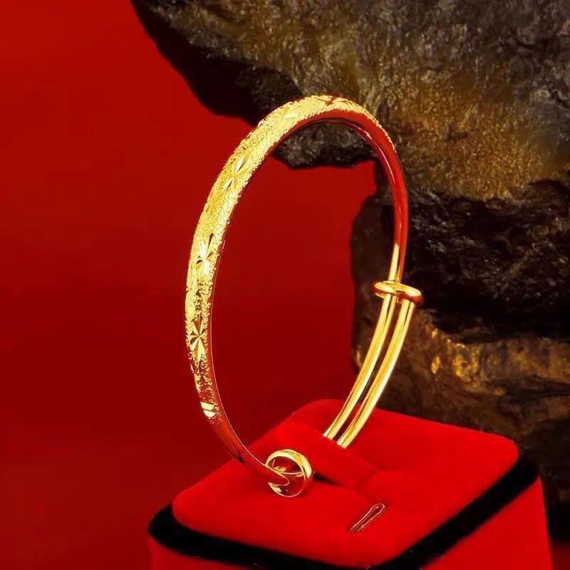 不掉色古法沙金满天星手镯女仿真黄金实心开口流星雨首饰