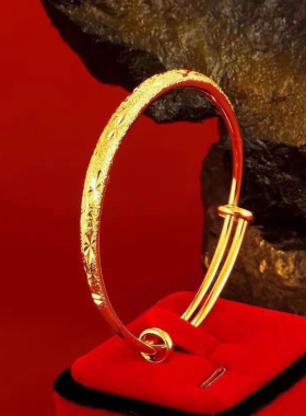 不掉色古法沙金满天星手镯女仿真黄金实心开口流星雨首饰