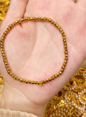 金店同款沙金蹦迪手链女款轻奢小众转运金珠子精致手串卡3mm蹦迪