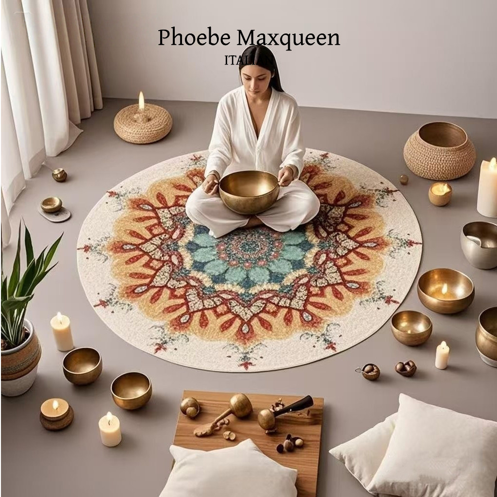 意大利MAXQUEEN禅修颂钵冥想打坐疗愈圆形地毯曼陀罗风瑜伽