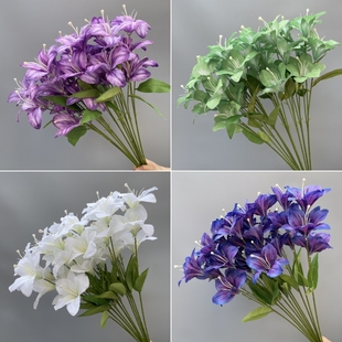 婚庆仿真花萱草百合花婚礼装饰插花订婚宴酒店布置室内客厅摆设