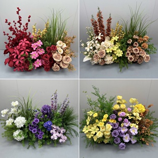 新款花排婚庆 排花仿真花千代兰地排花订婚场景布置装饰婚礼花艺