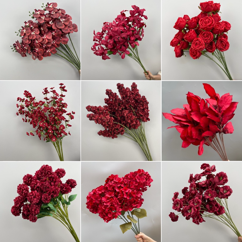 婚庆插花背景红色系花材装饰