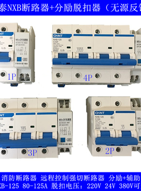 正泰断路器NXB-125 1P2P3P4P带消防脱分励脱扣MX+OF100A无源反馈