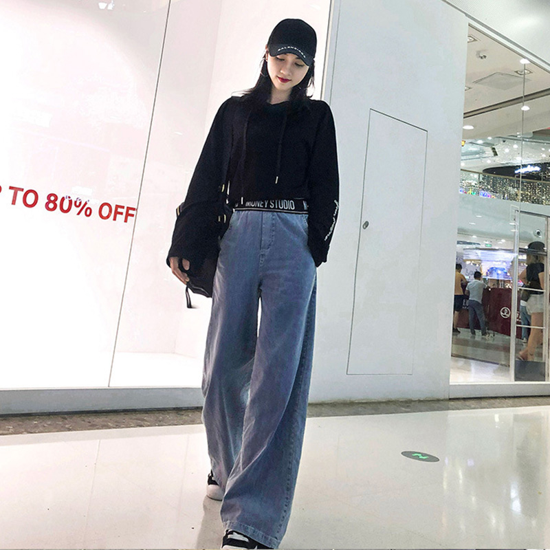 假一赔三秋装女2019新款洋气质阔腿裤牛仔裤