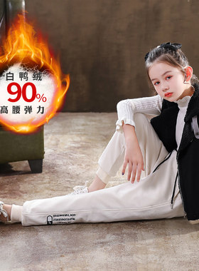 童装儿童羽绒裤女童弹力裤高腰