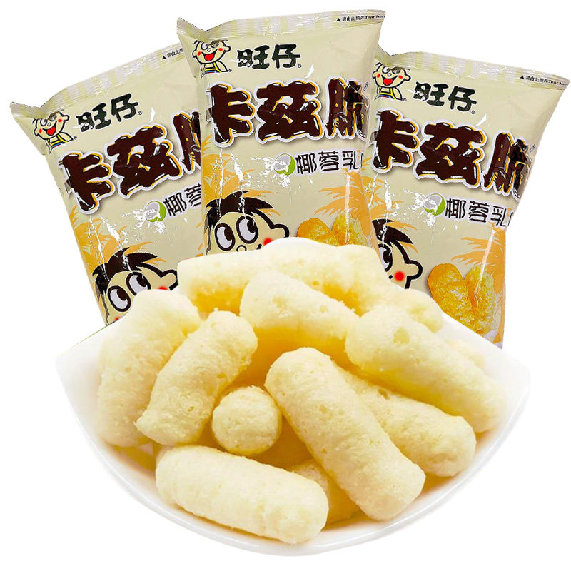 旺旺卡兹脆椰蓉味芝士味袋装咔滋脆饼干米饼粟米条休闲儿童零食