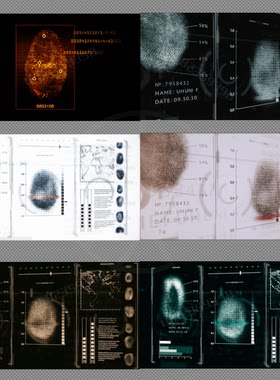 HUD人体指纹扫描生物医学科技数据分析界面视频素材