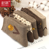 咖色系文艺复古加厚毛圈袜毛巾袜厚袜子秋冬保暖中筒袜美式 高帮女