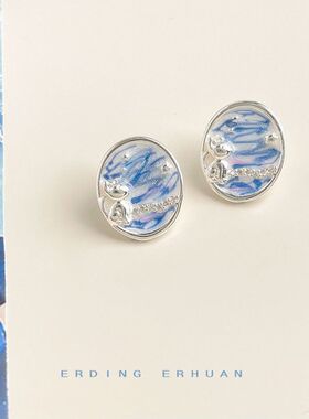 【海域星空】~设计师款珐琅滴釉925银针微镶锆石2025新款耳饰耳环