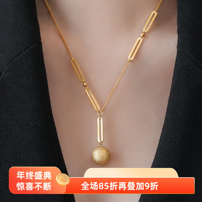 洗澡不用摘不掉色~高级有求必应磨砂小金球时尚百搭气质项链女锁